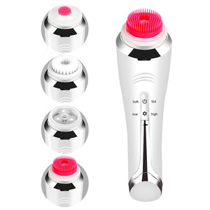 4 in 1 Electric Clearner Automatic Rotation Facial Cleansing Brush With Face Eye Massager Ultrasonic Spin Brush For Exfoliating