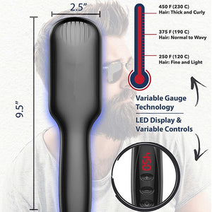 Electric Beard Straightener Hot Comb LCD Display Ceramic Quick Heating Ionic Straightening Anti Static Hair Styles Irons Tools