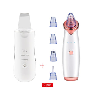 Ultrasonic Skin Scrubber Facial Cleaning Peeling Shovel Lifting Machine + Electric Vacuum Suction Cleaner Face Cleaning Blackhead Removal