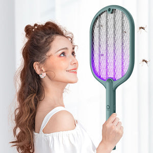 2 In 1 Electric Insect Racket Swatter USB Rechargeable Led Light Handheld Mosquito Killer For Smart Home