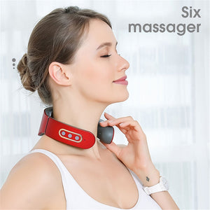 Smart Electric Neck and Shoulder Back Pulse Massager USB Wireless 6 modes Heating Pain Relief Kneading TENS Relaxation Machine
