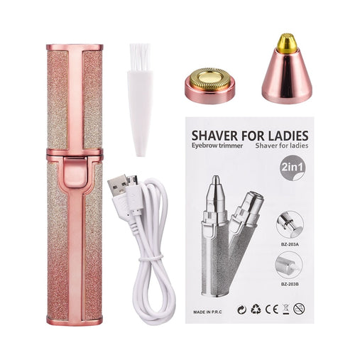 2 In 1 Electric Eyebrow Trimmer Makeup Painless Eye Brow Epilator Mini Shaver Razors Women Portable Facial Body Hair Remover