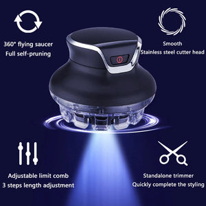 Automatic Hair Trimmer 360 Rotating Hair Clipper LED Display Portable Shaved Head Artifact UFO Flying Saucer Cutter Head