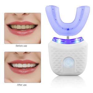 360 Degrees Automatic Electric Toothbrush Rechargeable Ultrasonic U-Type Blue light Tooth Whitening Toothbrush