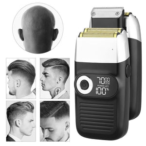 2 In 1 Powerful Electirc Shaver + Hair Clipper For Men Portable Beard Trimmer Haircut Machine Rechargeable Razor Led Display (Black)