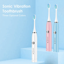 Load image into Gallery viewer, 2 Heads Sonic Electric Toothbrush Teeth Clean Tool Soft Hair Tartar Plaque Calculus Remover Oral Hygiene Care Battery Power