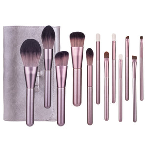 12pcs Hight Quality Makeup Brushes Set  Foundation Blending Face Powder Blush Eye Shadow Make Up Brush with Leather Bag