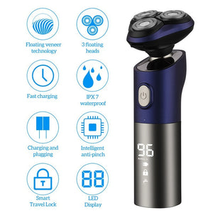 3D Waterproof Electric Shaver For Men Beard Trimmer Digital LED Display Wet&Dry Hair Cutting Blade Razor Machine With Smart Lock