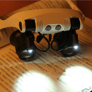 Magnifier Glass Adjustable Double Light Loupe Microscopes Jewelery Precision Parts Watch Repair Illumination Magnifying Glasses