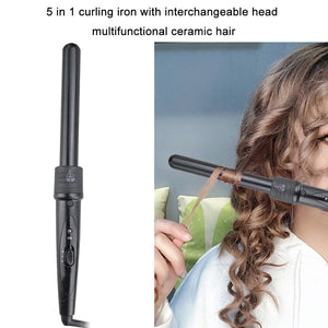 5 in 1 Electric Curler Multi Ceramic Electric Curling Iron Corrugated Plate Hair Curler with 5 Curling Head Hair Styling Tool