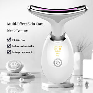 3 Colors Led Facial Neck Massager Photon Skin Tighten Slimming Reduce Double Chin Anti Wrinkle Face Neck Lift Machine