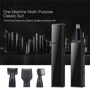 Portable 4 In 1 Rechargable Ear Nose Trimmer Electric Close Shaver Beard Eyebrow Face Trimer Set For Men With Washable Blade