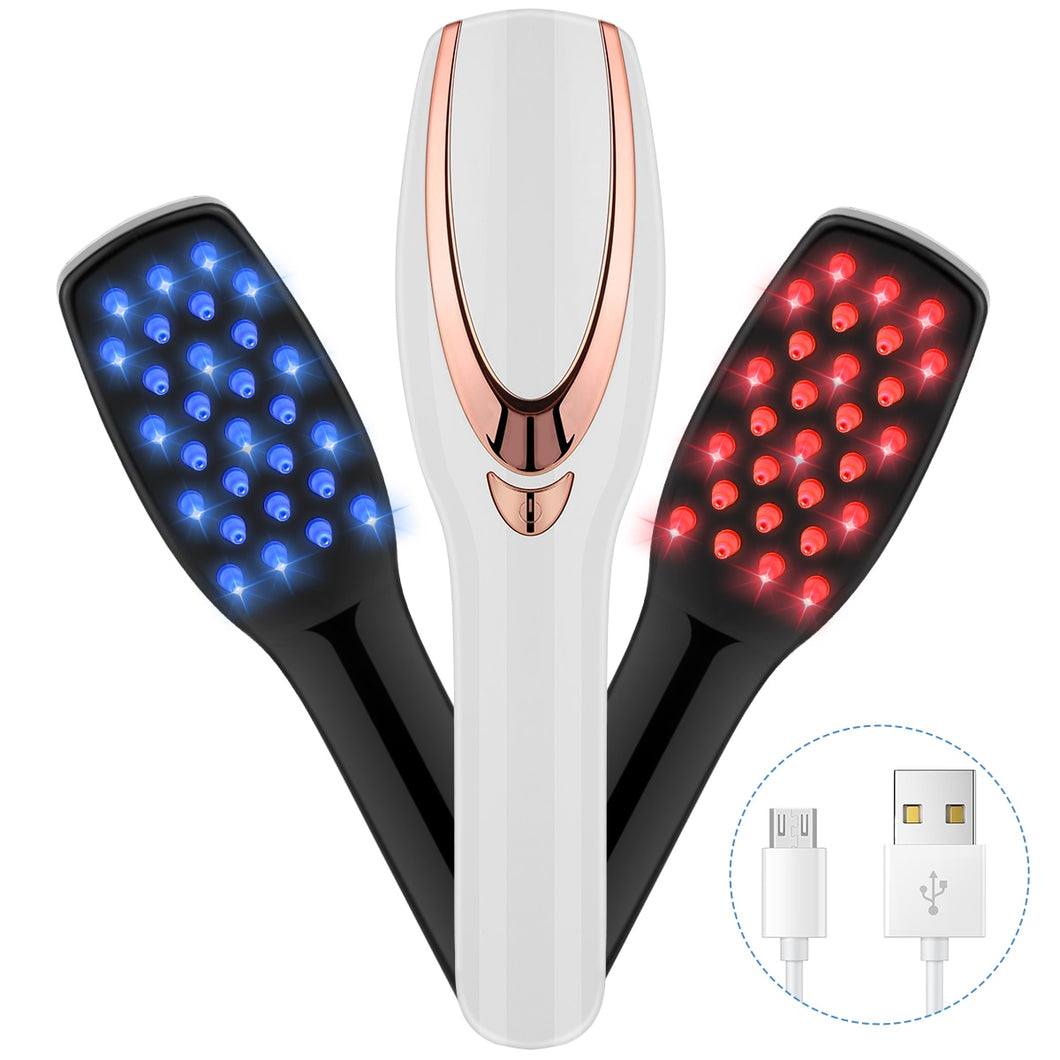 3-IN-1 USB Rechargeable Hair Growth Infrared Electric Massage Anti Hair Loss Phototherapy Scalp Massager Comb LED Light