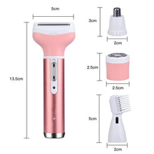 Load image into Gallery viewer, Portable 4in1 Multi-Functional Lady Women Rechargeable Shaver Eyebrow Shaping Nose Ear Hair Removal Device Armpit Razor
