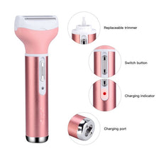 Load image into Gallery viewer, Portable 4in1 Multi-Functional Lady Women Rechargeable Shaver Eyebrow Shaping Nose Ear Hair Removal Device Armpit Razor