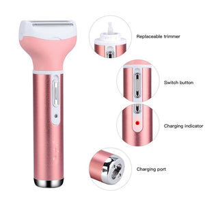 Portable 4in1 Multi-Functional Lady Women Rechargeable Shaver Eyebrow Shaping Nose Ear Hair Removal Device Armpit Razor