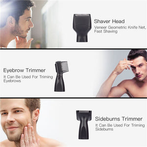 Portable 4 in 1 Rechargeable Ear Nose Trimmer Electric Close Shaver Beard Eyebrow Face Trimer Set for Men with Washable Blade