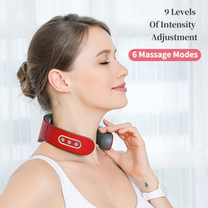 Smart Electric Neck Massager Wireless Shoulder Body Massager 6 Modes Treatment Pulse Pain Relief Health Care Tool Machine