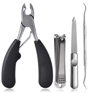 Black Toe Nail Clippers Nail Correction Thick Nails Ingrown Toenails Nippers Cutters Dead Skin Dirt Remover Pedicure Care Tool