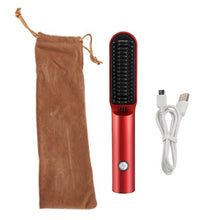 Load image into Gallery viewer, Travel Portable Hair Heating Comb 2 In 1 Usb Charging Wireless Professional Hair Brush Straightener and Curler Styling Tools