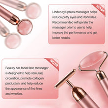 Load image into Gallery viewer, 3 In 1 Quartz Vibrating Facial Jade Roller Massager Anti Wrinkles Skin Tightening 24k Golden Pulse Anti-Aging Facial Beauty Set