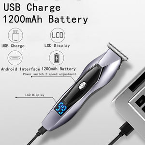 LCD Electric Hair Clipper for Men USB 1200mAh Electric Beard Trimmer Barber Hair Cutting Machine 2-speed Adjustment 5w