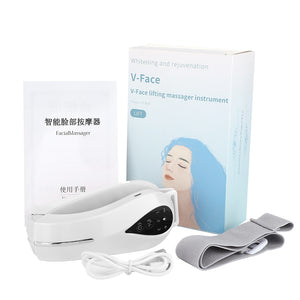 Chin V-Line Up Lift Belt Machine Blue LED Photon Face Lifting Slimming Vibration Massager Double Chin Reducer
