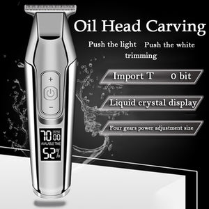 Large Capacity Battery Barber Professional Hair Trimmer Oil Head Carving Electric Hair clipper LCD Haircut Machine