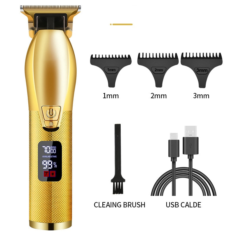 Barber All Metal Hair Clipper Rechargeable Electric Professional Blade Finish Cutting Machine Beard Trimmer Shaver