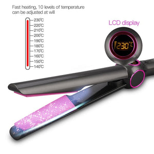 2 In 1 Spiral Hair Straightener Curler Flat Iron Professional Electric Corrugation Straightening Curling LCD Display Styler Tool