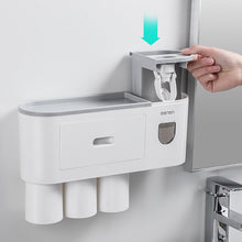Load image into Gallery viewer, Wall-mounted Magnetic Toothbrush Holder Toothpaste Squeezer Automatic Dispenser Waterproof Storage Rack Bathroom Accessories