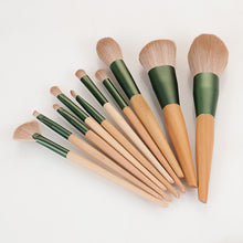 Load image into Gallery viewer, 10pcs Nature Wood Handle Makeup Brushes Set With Green Pineapple Bag Small Fan Powder Blush Foundation Eye Shadow