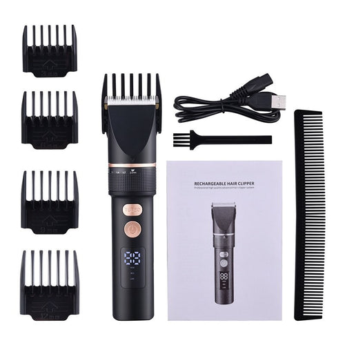 Electric Hair Clipper Usb Hair Trimmer Titanium Ceramic Blade Men Kids Cordless Hair Cutting Barber Machine Lcd Display