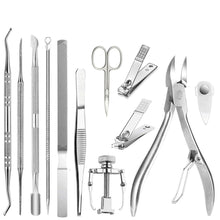 Load image into Gallery viewer, Professional Pedicure Tools Ingrown Toenail Tools Kit Nail Care Ingrown Toenail Removal Correction Clippers Foot Care 12 Pcs/Set