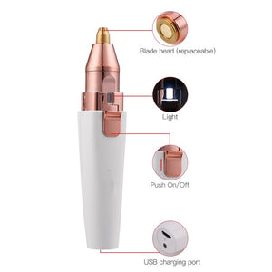 2 In 1 Electric Eyebrow Trimmer Female Women Epilator Eye Brow Lip Hair Removal Mini Painless Face Whole Body Shaver Depilador