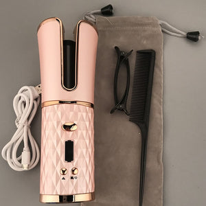 Cordless Curling Iron Automatic Rotating Portable Hair Curler USB Rechargeable Curls Waves LED Display Hair Styling Tools