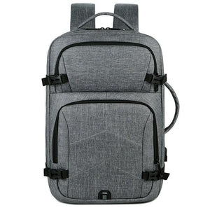 Mens Casual Backpack USB Charging Luxury Laptop Bag Waterproof Waxy Glue Gray Multifunctional Urban Business Rucksack Man