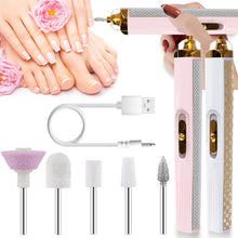 Load image into Gallery viewer, USB Professional Electric Pen-Shape Nail Grinder Machine 5 IN 1 LED Nail Art Drill Set File Nail Pedicure Drill Nails Apparatus