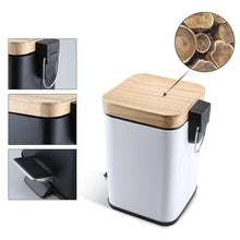 Load image into Gallery viewer, Double Layer Step Trash Can Garbage Rubbish Bin with Bamboo Lid Waste Container Organizer Bathroom Kitchen Office Decoration