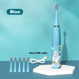 For Children Electric Toothbrush Cartoon Pattern Kids with  Replace The Toothbrush Head Ultrasonic Electric Toothbrush