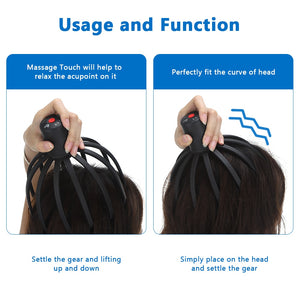 Electric Octopus Claw Scalp Massager Stress Relief Therapeutic Head Scratcher Stress Relief and Hair Stimulation Hands-Free USB