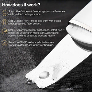 New Ultrasonic Ion Face Cleansing Skin Scrubber Peeling Shovel EMS Facial Pore Cleaner Nu Face Skin Lift Machine Galvanic Spa