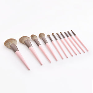 11pcs Makeup Brushes Set Cone Wooden Handle Foundation Eyeshadow Loose Powder Cosmetic Beauty Kit