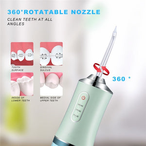 240ML Oral Irrigator Portable Water Flosser Cleaning USB Rechargeable Dental Teeth Cleaner Water Jet Floss 4 Nozzles