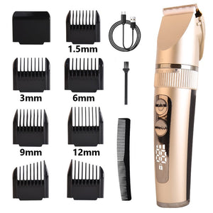 Full Body Washable Electric Hair Clipper Ceramic Professional Fine Adjustable Hair Trimmer Low Noise Hair Cutting Machine Razor