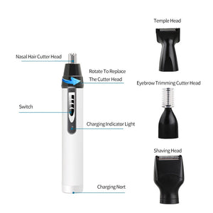 4 In 1 Mini Portable Nose Ear Eyebrow Trimmer Men's Electric Beard Shaver Rechargeable Cordless Clipper Razor Haircut Machine