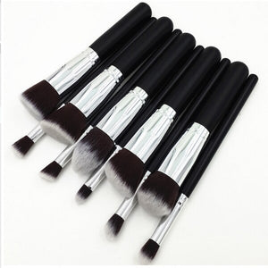 10Pcs Black Makeup Brushes Set Powder Face Blush Foundation Contour Eye Lip Makeup Cosmetic Brush Kit