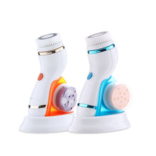 Load image into Gallery viewer, 4 in 1 Electric Facial Cleansing Brush Skin Scrubber Deep Face Cleaning Peeling Machine Pore Cleaner Roller Massager