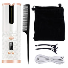Load image into Gallery viewer, Wireless Automatic Hair Curler Rechargeable Ceramic Curling Iron Hair Waver Auto Rotating Tongs LCD Display Curly Styling Tools