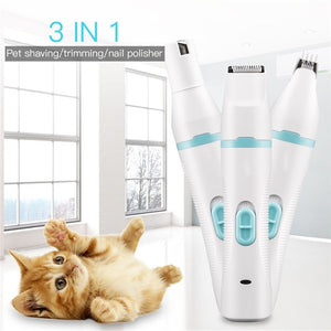 3 In 1 Professional Pet Cat Dog Hair Trimmer Rechargeable Electric Animal Clippers Hair Cutting Shaver Machine Feet Hair Remover (As is shown)